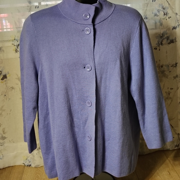 Talbot Women's Large Light Blue Button Up Cardigan Soft 3/4 Sleeve - Picture 2 of 7